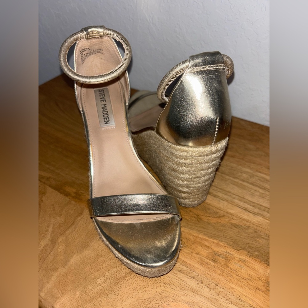 Steve Madden Metallic Gold Wedge Sandals